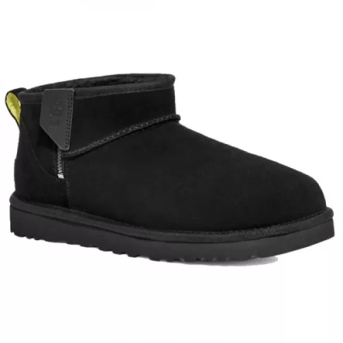 UGG MENS CLASSIC ULTRA MINI ZIP BOOT BLACK